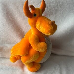 Vintage 1980’s neon orange Dragon Lizard Plush